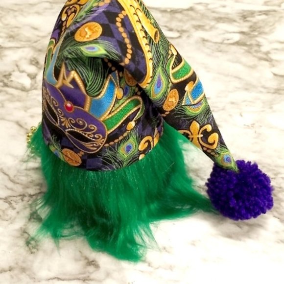 HAND CRAFTED Gnome Green Mardi Gras Masks Air Freshener Cover Spring Decor - Picture 2 of 8